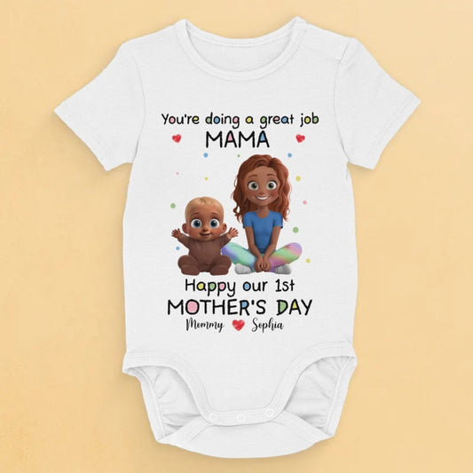 You're Doing An Amazing Job, Mommy - Family Personalized Custom Baby Onesie - Mother's Day, Baby Shower Gift, Gift For First Mom