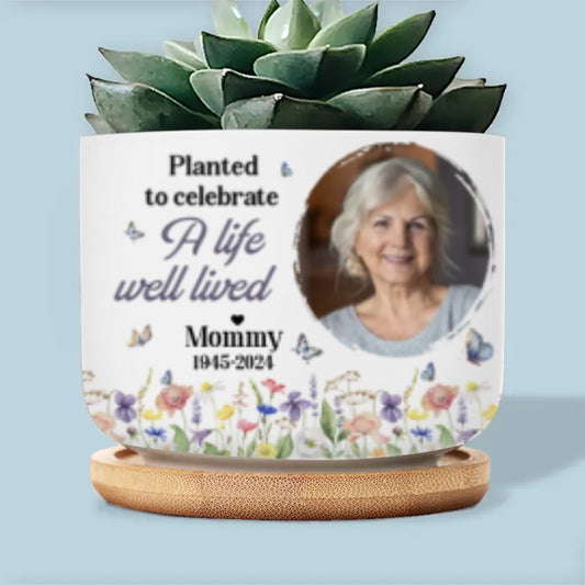 Custom Photo Someone We Love Is In Heaven - Memorial Personalized Custom Home Decor Ceramic Plant Pot - Sympathy Gift For Family Members